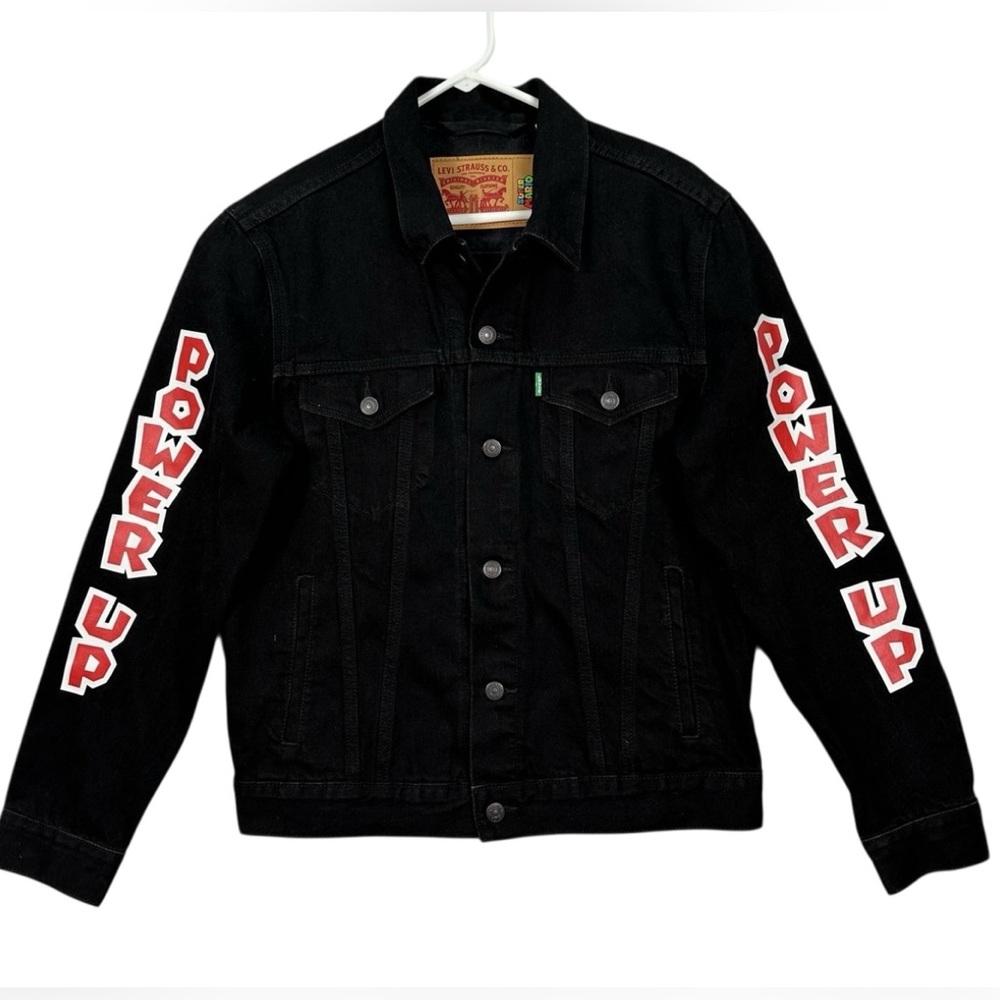 Levi's Super Mario Men's Black Denim Jacket Size M  PIT TO PIT 21 LENGTH 25 NWOT - Picture 4 of 14
